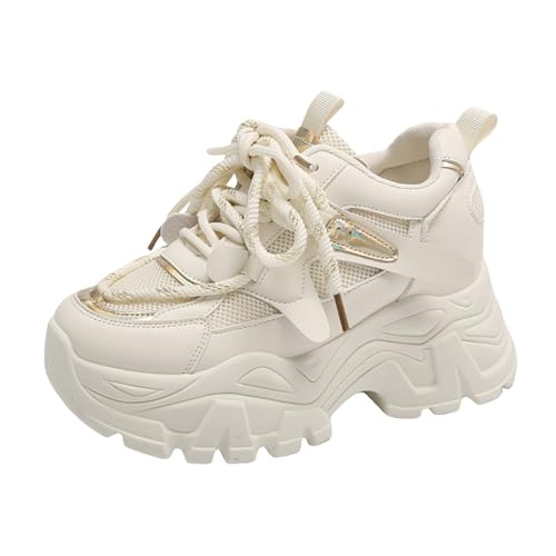 Image of Chunky Sneakers for Women, Fashionable and Height - Increasing Platform Sneakers Dad Shoes for Women, Casual Lace - up Walking Shoes