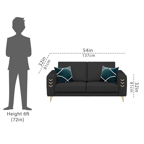 Image of Casaliving Falco 2 Seater Sofa Set for Living Room (Black Fabric) Premium Fabric Sofa