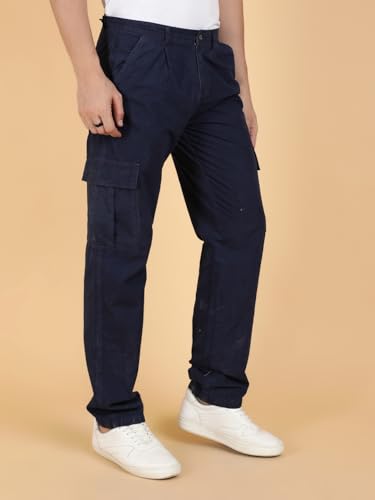 Image of KOTTY Men's Streetwear Style Utility Cargo Pants with Drawstring Waist and Flap Pockets