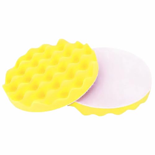 Image of Maple Car Care 4-Inch Medium Cut Foam Pad for Car | Yellow Flat Buff Pad for Car Detailing | Heat Resistant Rotary & DA Polisher Pad | Waxing Buffing Pad for Polishing | Polish Pads for Car & Bike