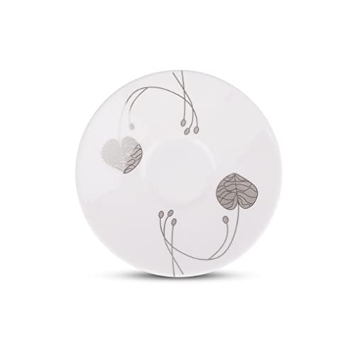 Image of Dandy Lines Face Platinum Leaf Cups & Saucers, Elegant Coffee Cups & Mugs, Eco-Ceramic, Pack of 12, Microwave & Dishwasher Safe, Great for Hosting & Gifting