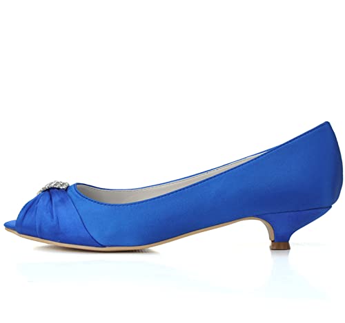 TNXZ Kitten Heel Pumps for Women Dressy Non Slip Open Toe Dress Shoes Low Heels Wedding Bride4