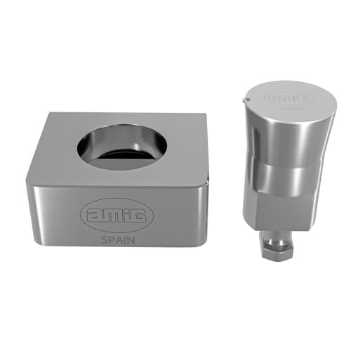 Amig Quadratisches Schloss für Rolltüren, für Schwingtüren, massives Messing und glänzend, Edelstahlschaft und 3 Punktschlüssel, inklusive Schrauben