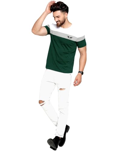 Image of Noble Monk Men Regular Fit T-Shirt | Round Neck | Half Sleeve | Self Design | Casual T Shirt for Men