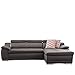 CAVADORE Ecksofa Aniamo mit XL-Longchair rechts , Inkl. verstellbarer Kopfteile und Wellenunterfederung , Sitzecke für Wohnzimmer in Kunstleder , 270 x 80 x 165 , Kunstleder grau-braun