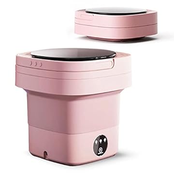 Máquina de lavar portátil, mini lavadora dobrável e secadora de centrifugação pequena com 3 modos para viagens, trailers, acampamento, casa ou apartamentos uso de lavanderia (rosa)