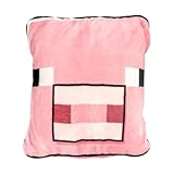 Paladone Minecraft Pig 2-in-1 Cushion Blanket - Officially Licensed Microsoft Travel Blanket, Foldable Soft Fluffy Throw, Gamer Living Room or Bedroom Decor 120cm x 150cm