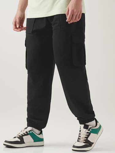 Image of Bewakoof Air 1.0 Men's Solid Oversized Fit Poly Cotton Cargo Joggers