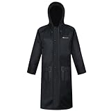 HANMENGXUAN Men's Waterproof Long Raincoat with Hood - Reliable Rainwear for Work & Outdoor Activities(Black,XX-Large)