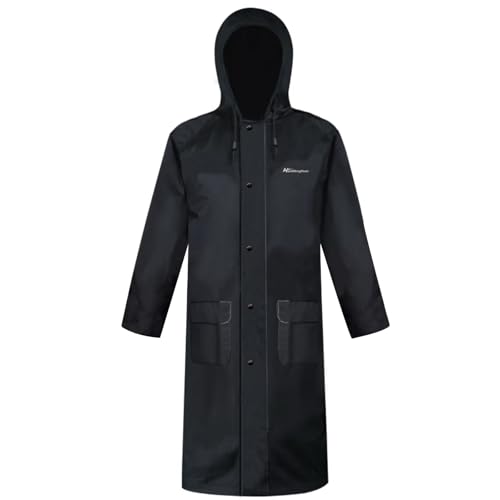 HANMENGXUAN Men's Classic Long Raincoat with Hood - Waterproof Rainwear for Work & Outdoor...