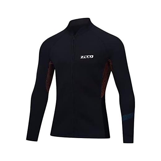 ZCCO Neoprenanzüge Top Jacke 1,5mm Neopren Anzüge Frauen Männer Neoprenanzug Langarm Tauchen Tauchen Neoprenanzug Hemd Front Reißverschluss Neoprenanzüge Hemden Schnorcheln, Surfen(FT-M)