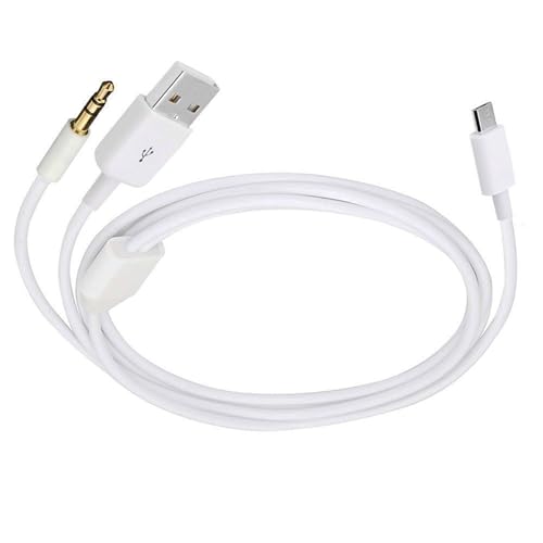 FENGHAISHUN Micro USB-B Male to USB-A2.0 Male & 3.5mm Aux Standard Cable Audio Charging 2 in 1 Aux Cord Connection Cable for Bluetooth Speaker with Micro USB B Port 1M/3.28Ft