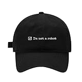 WINGZOO Men's Baseball Cap I'm Not a Robot Embroidered Cotton Adjustable Washed Dad Hat Black