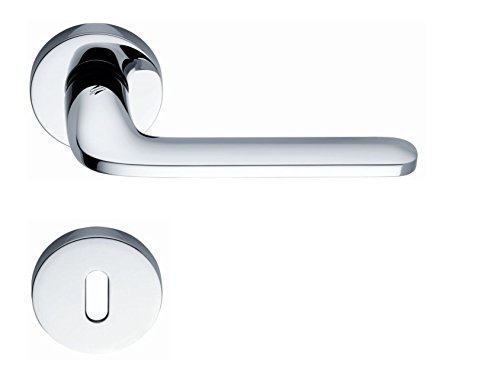 Colombo Design Maniglia per porta Rotonda, Cromo, 1 unità, Argento, Moderno, Serratura con chiave, Lucido, Acciaio inossidabile, Indoor