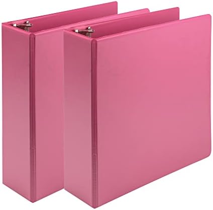 Samsill Earth’s Choice™, Plant-Based Durable Fashion Color 3 Ring View Binder, 3 Inch Round Ring, Up to 25% Plant-Based Plastic, Eco-Friendly, USDA Certified Biobased, Pink Berry, Value 2 Pack