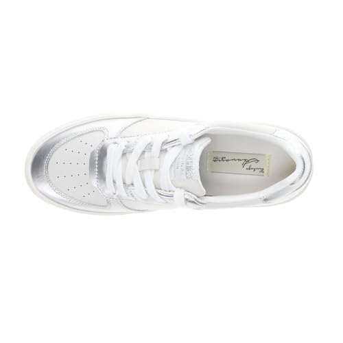 VINTAGE HAVANA Womens Fast Metallic Perforated Lace Up Sneakers Shoes Casual - Silver, White4