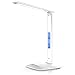 Brandson - Lámpara de Escritorio LED de Intensidad Regulable - luz en 3 Colores: frío, cálido y Blanco Neutro - 5 Niveles de luminosidad – Calendario y Alarma de Temperatura - Blanco