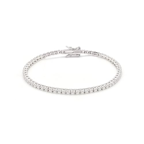 Dalia Gioielli Pulsera tenis de plata 925 con brillantes blancos, Piccola, Plata, No es una piedra preciosa