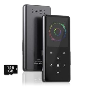 128GB MP3 Player with Bluetooth, Portable Music Player with Built-in Speaker, Enjoying Your Digital Music and Audiobooks Anytime,Includes FM Radio,Recorder,E-Book,and Comes with Earphones