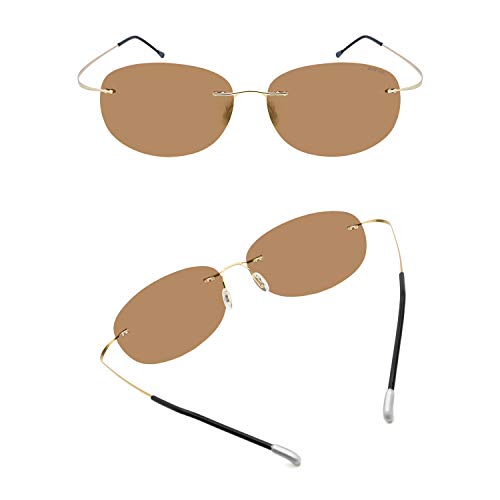 Image of RONSOU Ultralight Rimless Polarized Sunglasses for Men Women Vintage Titanium Frameless Colorful Fashion Shades