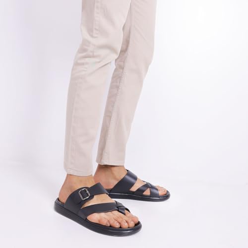 Image of Medifeet Men's Toe-Ring Leather Highway Sandals