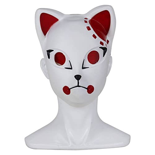 Masque de démon Anime japonais - Masque d'Halloween réaliste - Tête complète - Masque de cosplay - Masque de renard pour Halloween, fête, carnaval Cover
