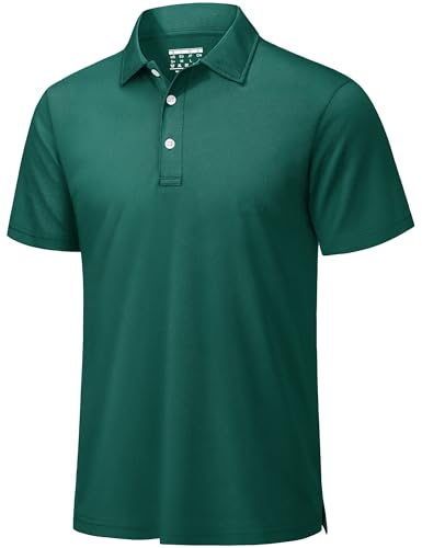 TACVASEN Mens Golf Shirt Dry Fit Mens Polo Shirts Short Sleeve Performance Golf Polos for Men with Collar Work Shirts Emerald Green, XL