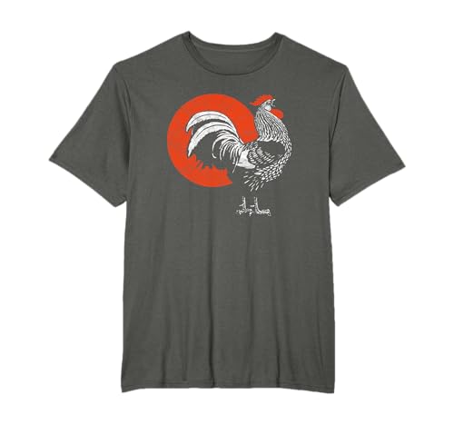 Crowing Rooster & Sun Distressed Vintage Graphic T-Shirt