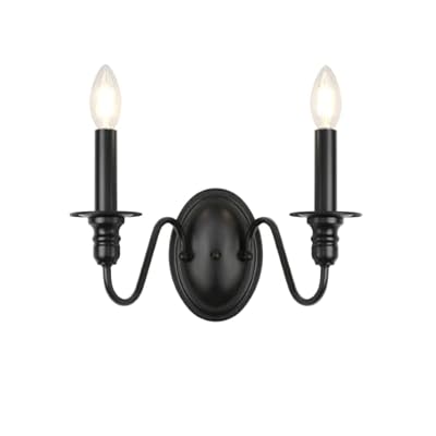 KMaiPem Sconces Wall Lighting, 2 Lights Farmhouse Black Candle Sconce, Industrial Modern Wall Light Fixtures, Mid Century Bathroom Light Fixtures for Bedroom Living Room Kitchen Hallway Stairs Office