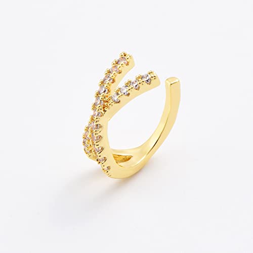 Gold Ear Cuff, Trendy Cute Ear Cuffs Non Piercing For Women, Fake Helix Cartilage Huggie Cross Cuff Earrings, 14K Gold Plated Hypoallergenic Adjustable Ear Cuff Earrings（12Pcs) (Kc010-3) #TOP6