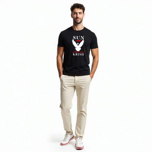 Image of ALOVA Men's Printed Polyester T-Shirt - Round Neck, Half Sleeves, Relaxed Fit, Ideal for Men's Gym, Running, Fitness, and Outdoor Sportswear