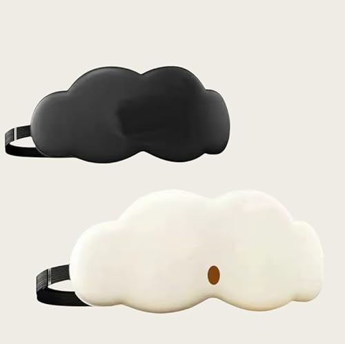 クラウド形状の3Dスリープマスク、ブラック、ホワイト、2個セット