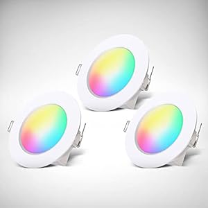 B.K.Licht – 3er Set LED Bad Einbaustrahler 230V mit Fernbedienung, buntes RGB Licht, Lochmass 70mm, LED Spot, Deckenspots, Spots, Einbauleuchten, Einbauspots, Badezimmer, 92×45 mm, Weiß