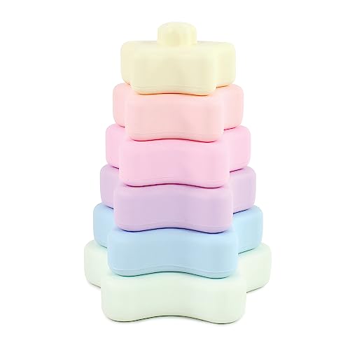 Image of Hudson Baby Silicone Stacking Toy, Star, One Size
