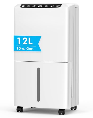 Deshumificadores de Humedad, Deshumidificador 12L, Tanque de Agua de 2,5L, Modo Secado de Ropa, Pantalla Digital, Sensor Automático de Humedad, Temporizador de 24H, presión optimizada Deshumificadores de Humedad, Deshumidificador 12L, Tanque de Agua de 2,5L, Modo Secado de Ropa, Pantalla Digital, Sensor Automático de Humedad, Temporizador de 24H, presión optimizada