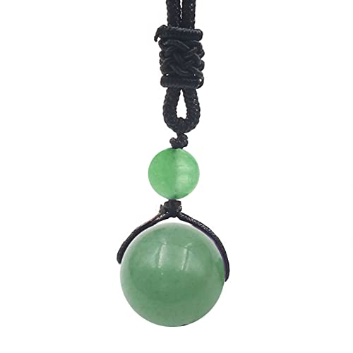Crystal Necklace for Women Men, Protection Round Bead Pendant Necklaces for Spiritual, Natural Gemstone Chakra Stone Healing Crystals Necklace with Adjustable Rope Cord (Green Aventurine)