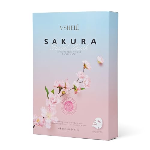 Brightening Face Sheet Mask, Set of 10, Japanese Hydrating Beauty Skincare with Sakura Extract for Women and Men - Image 2