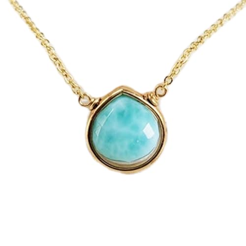 Pendentif en larimar naturel et sa chaîne de 45 cm à porter au quotidien