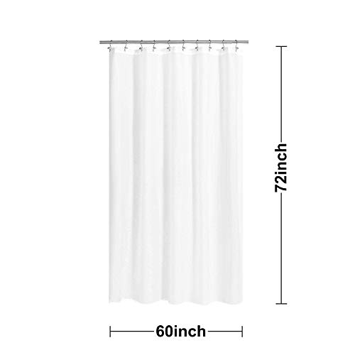 Image of N&Y HOME Fabric Shower Curtain Liner 60 x 72 inches Bath Stall Size, Hotel Quality, Washable, Water Repellent, White Bathroom Curtains with Grommets, 60x72