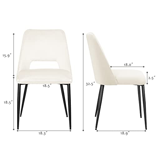 Comfy To Go Dining Chairs Set Of 4, Cream Velvet Dining Chairs, Mid Century Modern Dining Chairs, Upholstered Chairs For Dining Room, Kitchen - 18.5" D X 18.5" W X 32.5" H (Cream) #TOP1