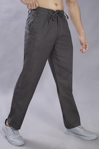 Image of DIVISIVE Men's Relaxed Fit Front Pleated Cotton Linen Blend Trousers