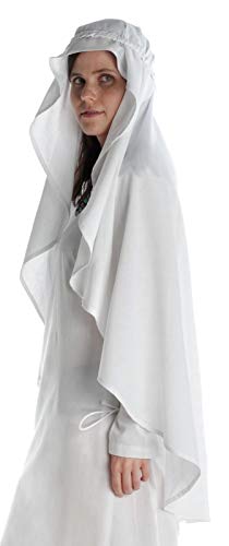 Velo medieval algodón blanco ajustable para disfraz histórico unisex 4