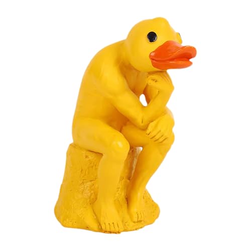 Figure de canard de pensée drôle - Attitude de pensée statues de canard drôle jaune ACTIVITÉ ACTIVITÉS DUCCHI | Statues de sculpture Harz, figures en compte, décorations amusantes