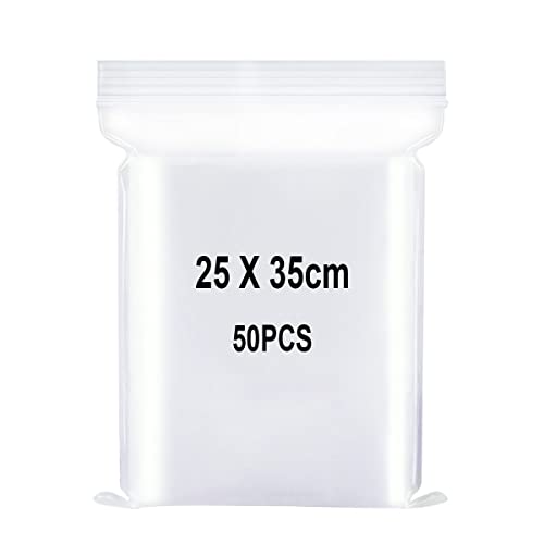 Resealable Clear Plastic Bags, Sealed Bag, Storage Bag, Press Seal Bags, Thickening and Durable, Apply to Craft Supplies, Kosmetische, Clothing Storage ect. 9.8x13.8"(25x35cm) 50PCS
