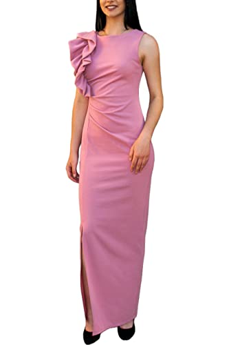 DIVABONNA Vestido Tania Mujer Largo Invitada Boda Primavera Verano Comunión Coctel Fiesta Eventos (Rosa, Talla Única) Cover