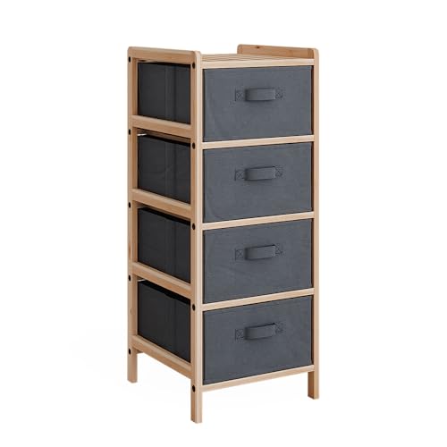 Vicco Kommode Bruno, Badezimmerschrank mit Schubladen, Grau, 34.5 x 86 cm mit 4 Stoffschubladen