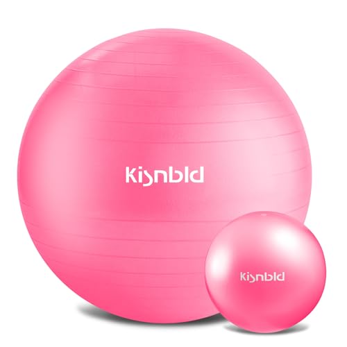 kisnbld Exercise Ball, Extra Thick Yoga Ball for Workout Pregnancy Stability, 4 Sizes Anti-Burst Balance Ball with Foot Pump - Heavy Duty Fitness Ball Chair for Office, Home & Gym
