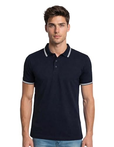 Image of AWG ALL WEATHER GEAR Rich Cotton Polo T-Shirt | Half Sleeve Classic Fit | Soft Breathable Solid Tee | Casual & Office Wear | Comfortable Everyday Cotton Polo | Mens Tshirts