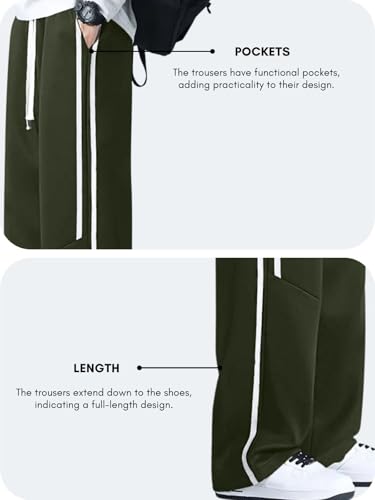 Image of GRECIILOOKS Korean Style Track Pants for Men - Loose Fit Lycra Cargo Joggers | Trendy Gym & Streetwear Bottoms with Utility Pockets (Available in Plus Size)