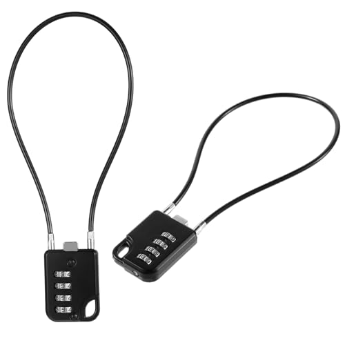 JJUNW Lot de 2 cadenas à combinaison - Avec câble métallique de 30 cm - Pour valises, sacs à dos, tiroirs, armoires, casques de moto, paniers de vélo